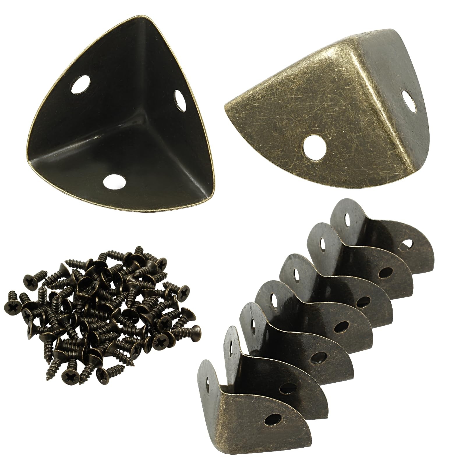 LifCratms 12Pcs Box Corner Protectors, 1″ (25mm) Metal 1″x1″x1″, Bronze