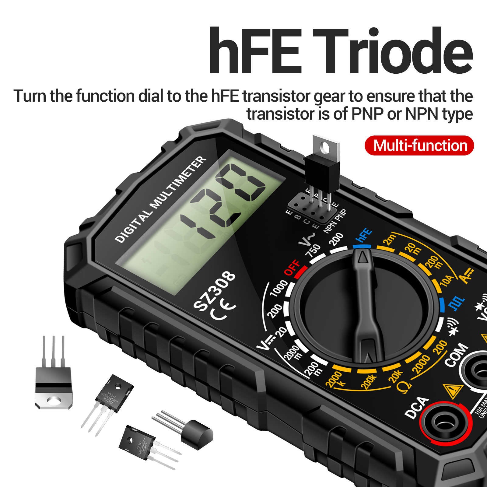 Multimeter Tester for AC DC Voltage DC Current Resistance and Transistor Check