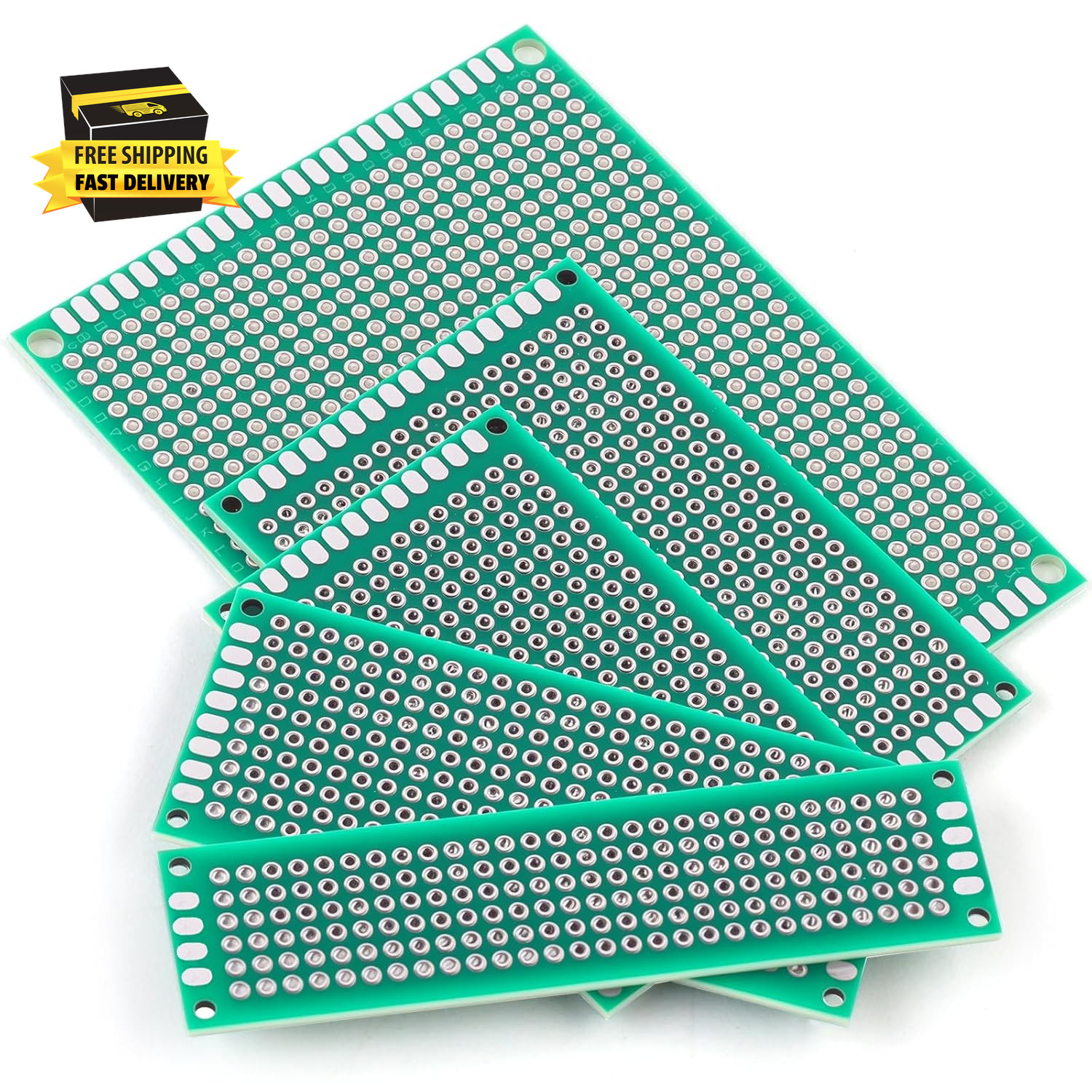 32 Pcs PCB Board, Green Circuit Board with 5 Sizes Compatible, Double Sided PCB