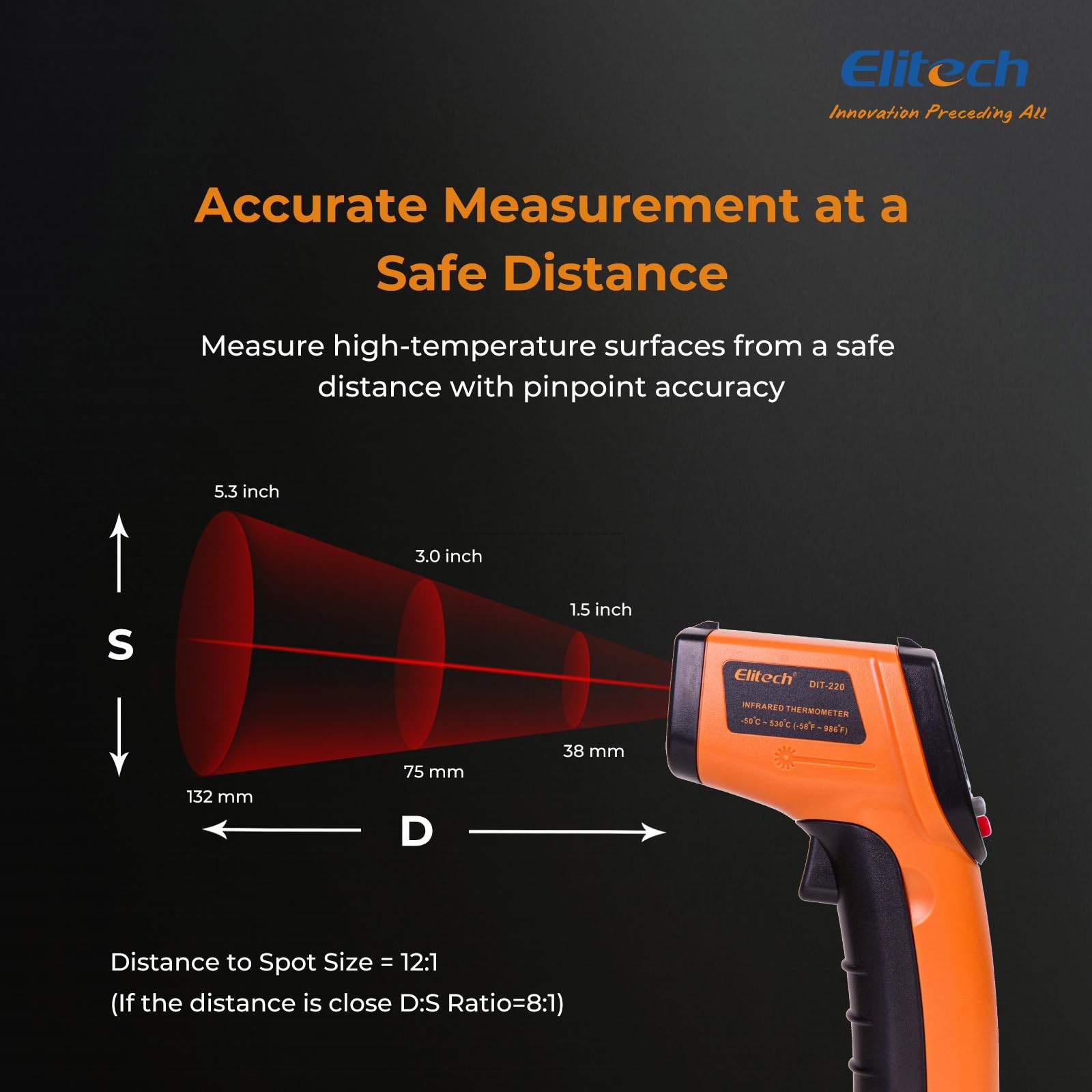 Infrared Thermometer Laser Temperature Gun Non Contact Digital 530C 986F HVAC