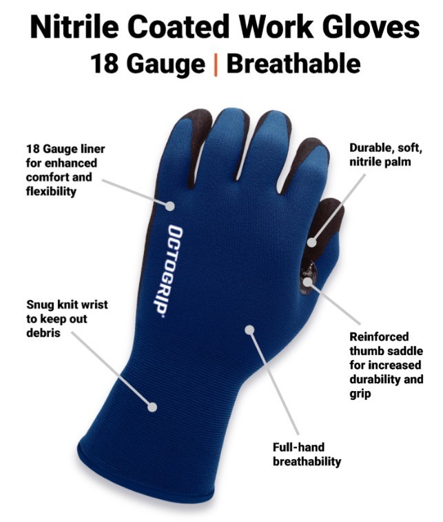 10 Pair Latex Foam Coated Men’s Work Gloves Size M L XL