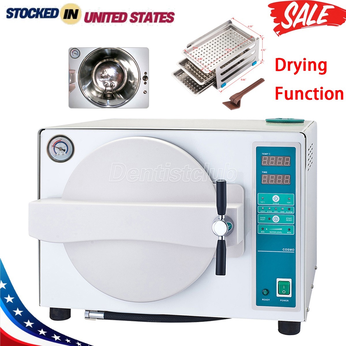 18L Autoclave Steam Sterilizer Dental Vacuum Automatic Medical Sterilization