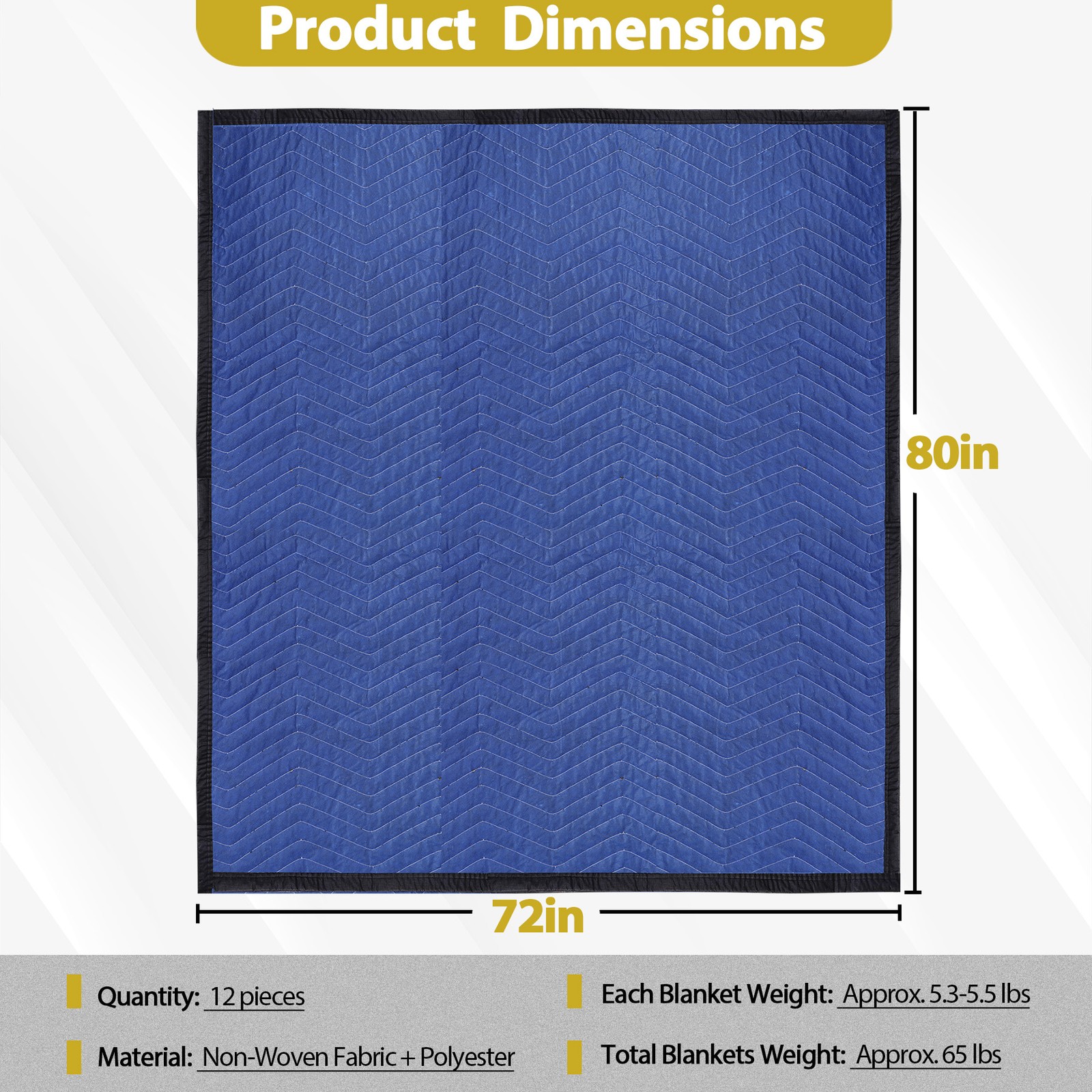 12 Heavy Duty Moving Packing Blankets Ultra Thick Pro 72″x80″ Furniture Pad Blue