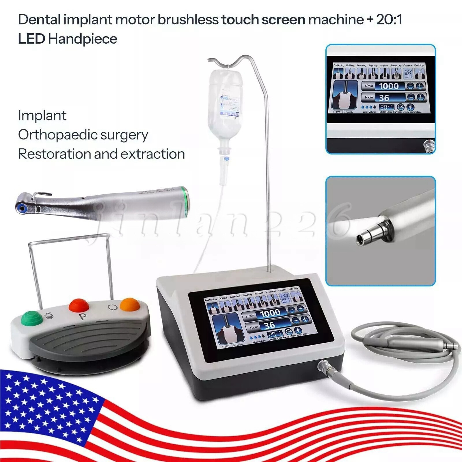 Dental Surgical Implant Motor Brushless+20:1 Handpiece