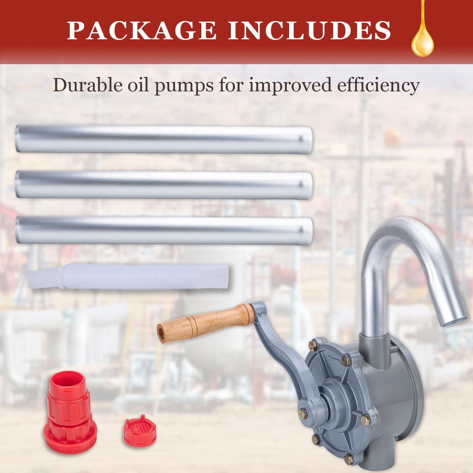 GDDGHS 55 Gallon Drum Pump, Barrel Pump 55 Gallon, Aluminum Rotary Red