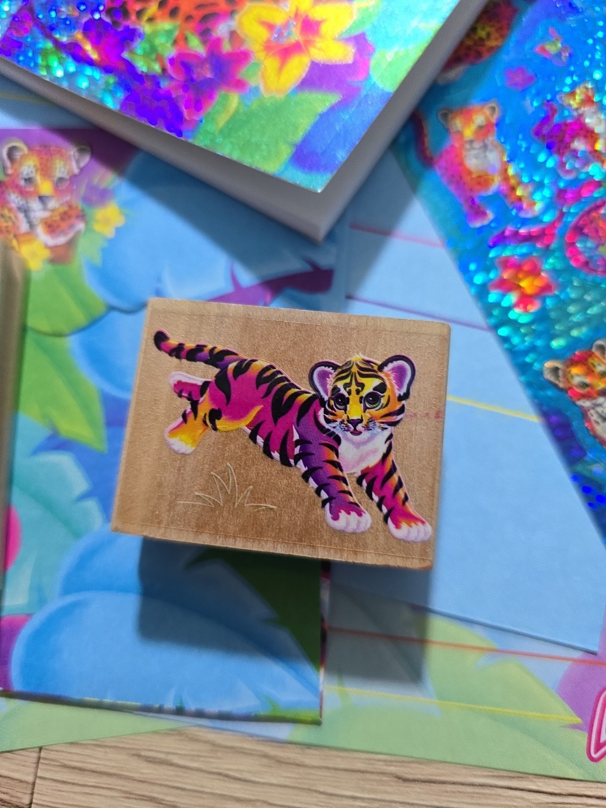 Vintage Lisa Frank Hunter The Tiger Mini Stationary Organizer *Rare* Lots Inside