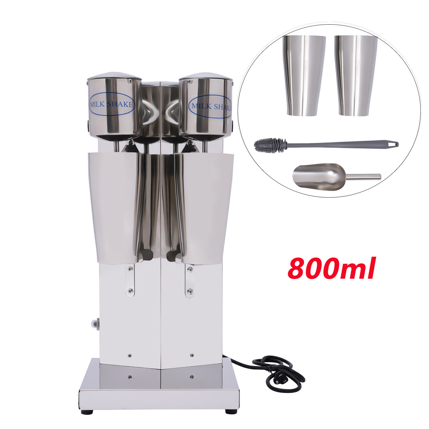 Double-head Electric Milk Shaker Silver Commercial Milk Shaking Machines 800ml