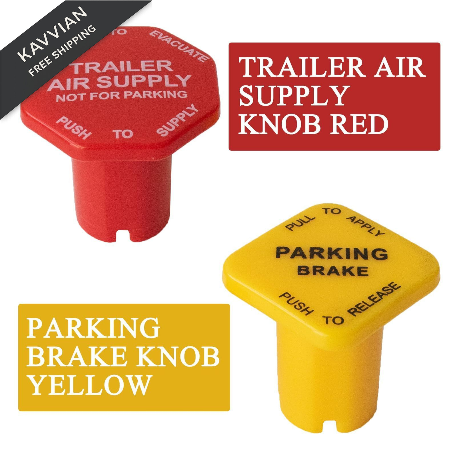 AUPARTIK Parking Brake & Trailer Air Supply Mv-3 Knob Yellow & Red Fit