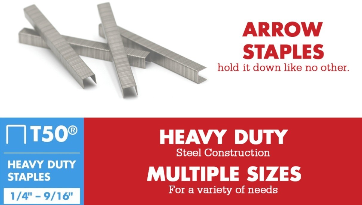 Arrow 508 Heavy Duty T50 1/2-Inch Leg Length 3/8-Inch Crown Staples 1250 Count