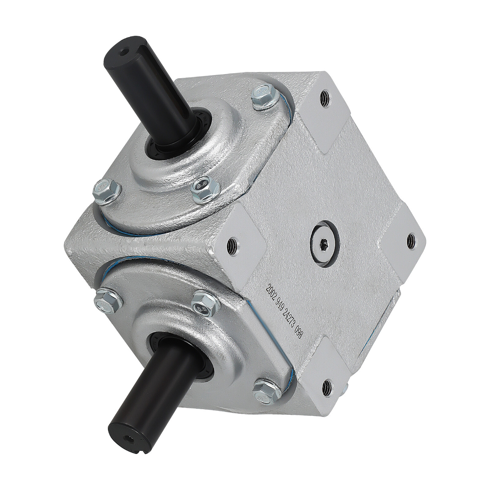 40 HP Right Angle Bevel Gearbox with 2 Keyed Shafts CW/CW 1:1 Clockwise