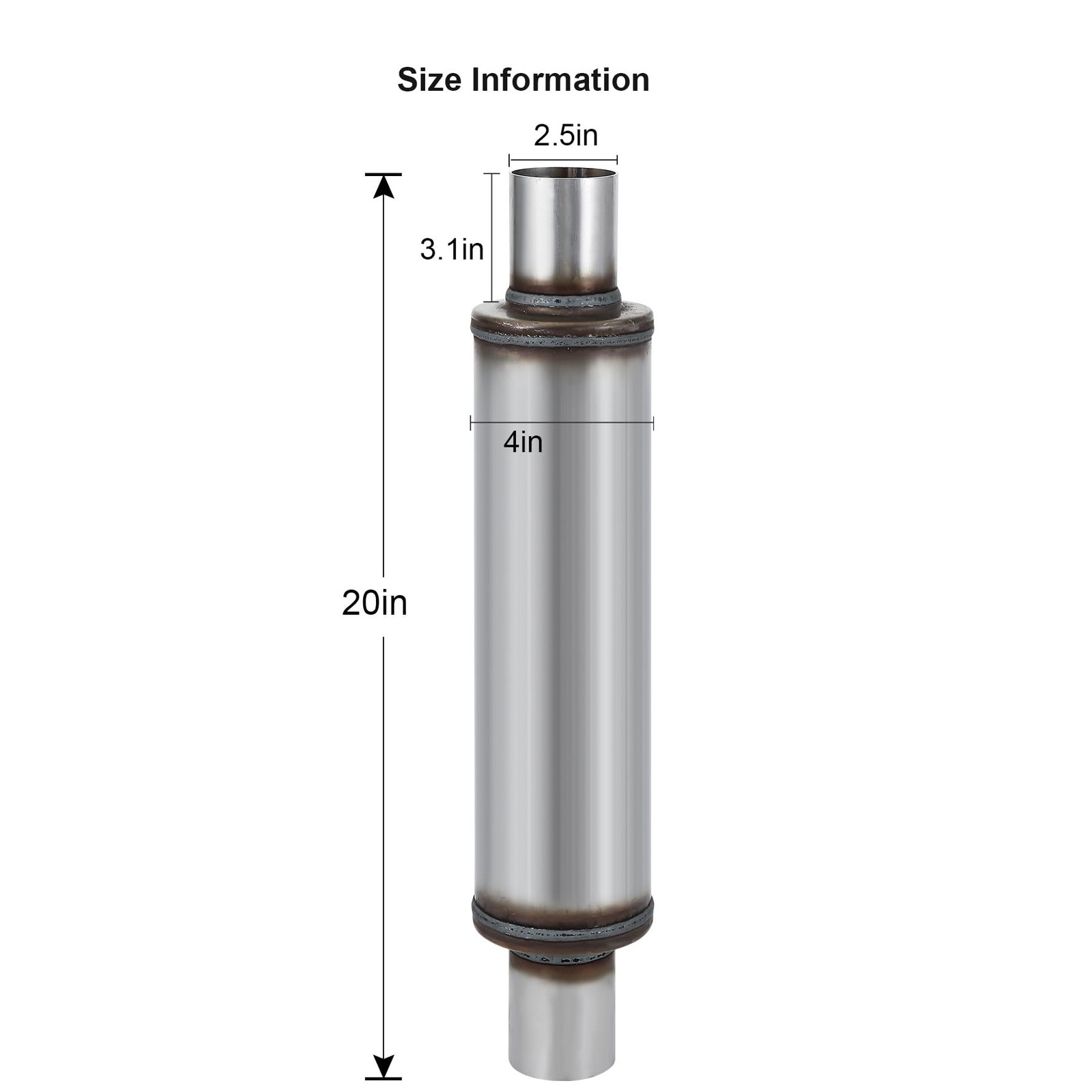 2.5″ Performance Muffler Stainless Steel Straight-Through | Universal Fit Exh…