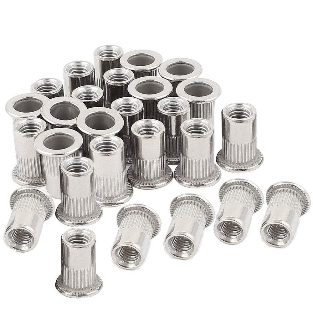 30Pcs 1/4″-20 Stainless Steel Rivet Nuts Nutsert Threaded Rivet Insert Rivnuts 1