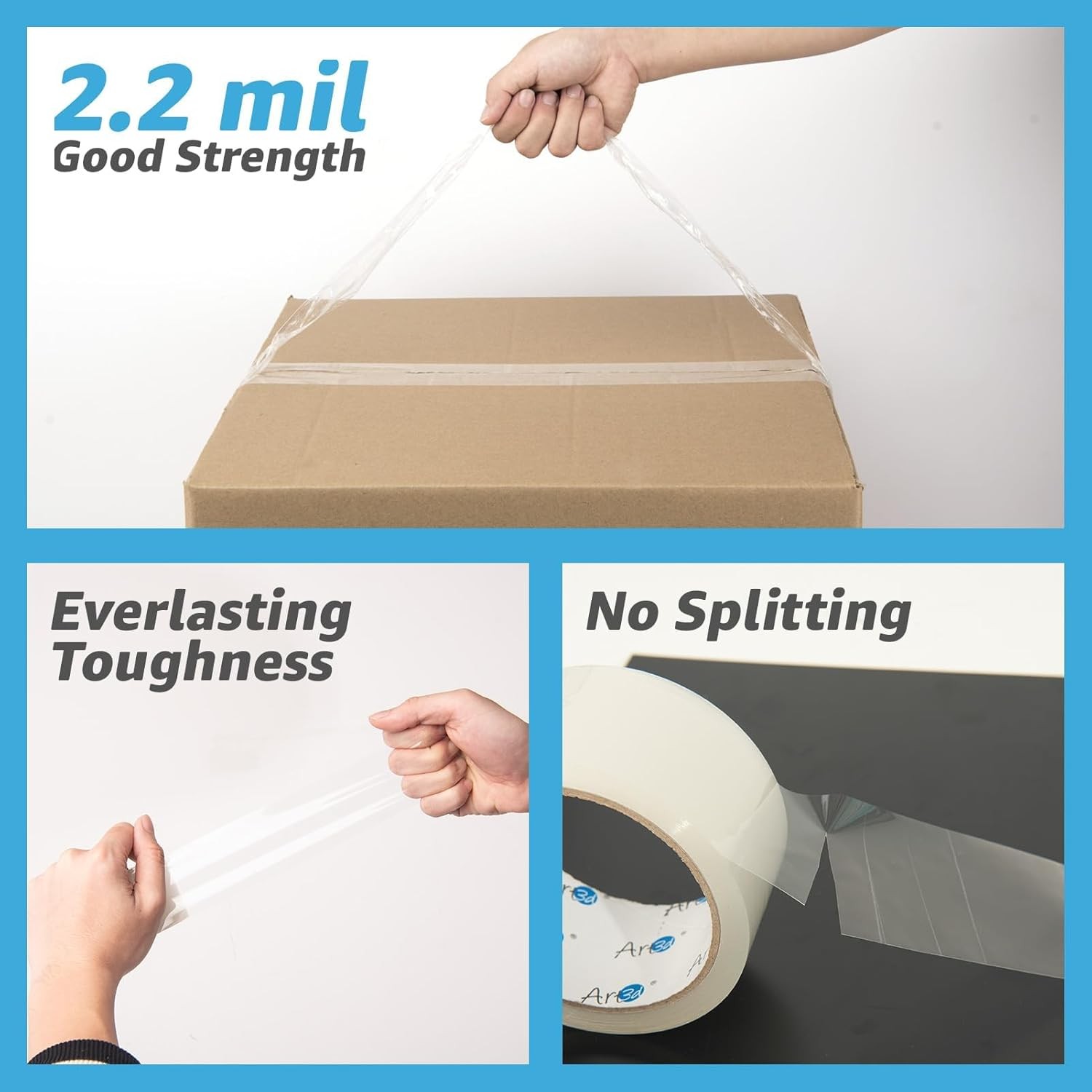 «6 Rolls Heavy Duty Carton Sealing Tape, Clear Packing Tape, 1.88» x 55 Yds, 2 M