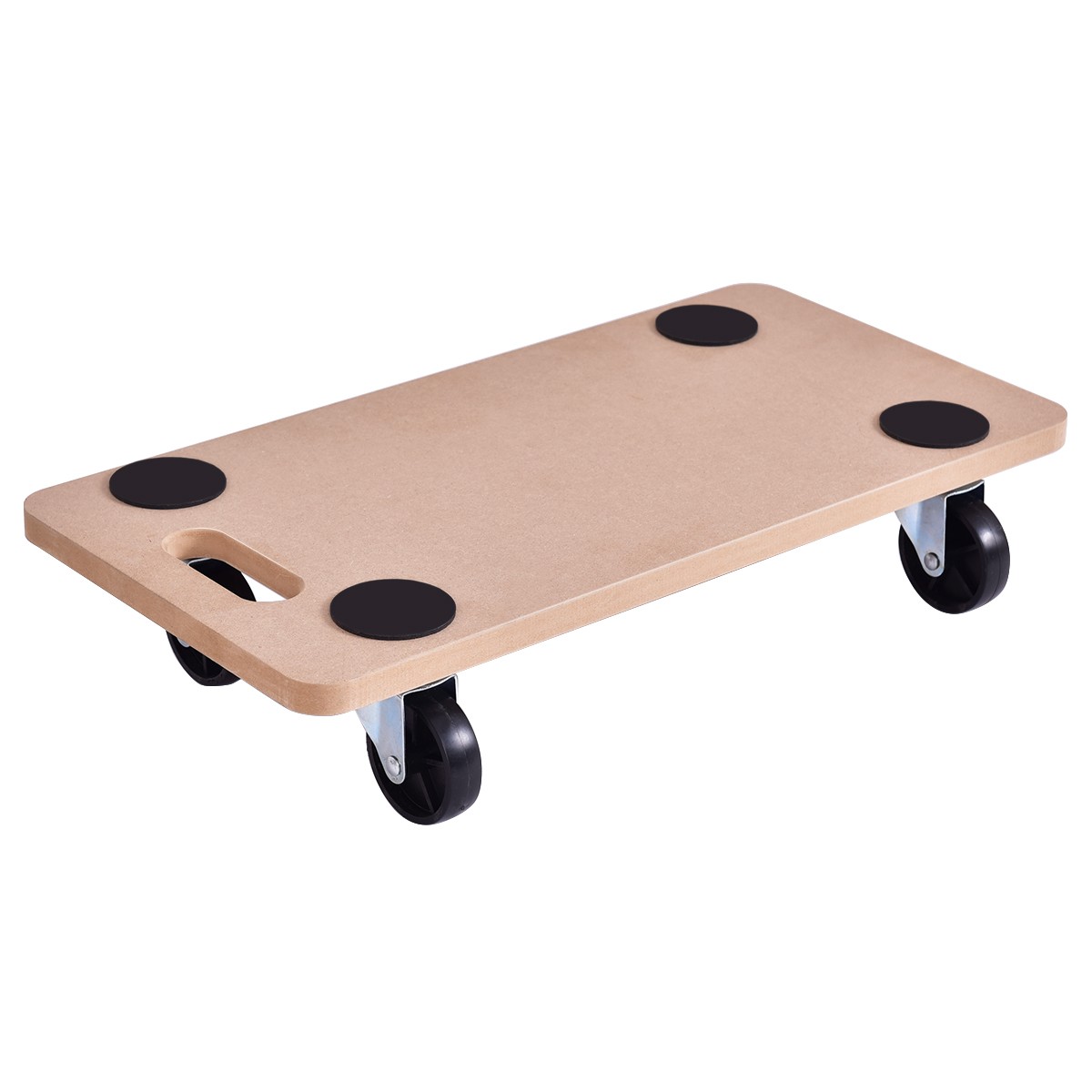 Costway 440lbs Platform Dolly Rectangle Wood Utility Cart Wheeled Transporter
