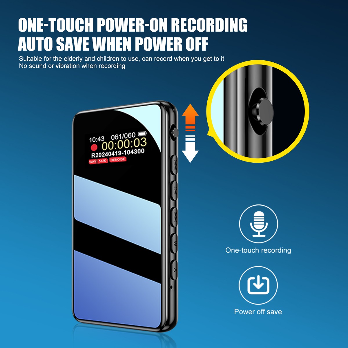 32GB Voice Recorder One-Touch Recording Color Screen for Lectures Meeting 60Hrs