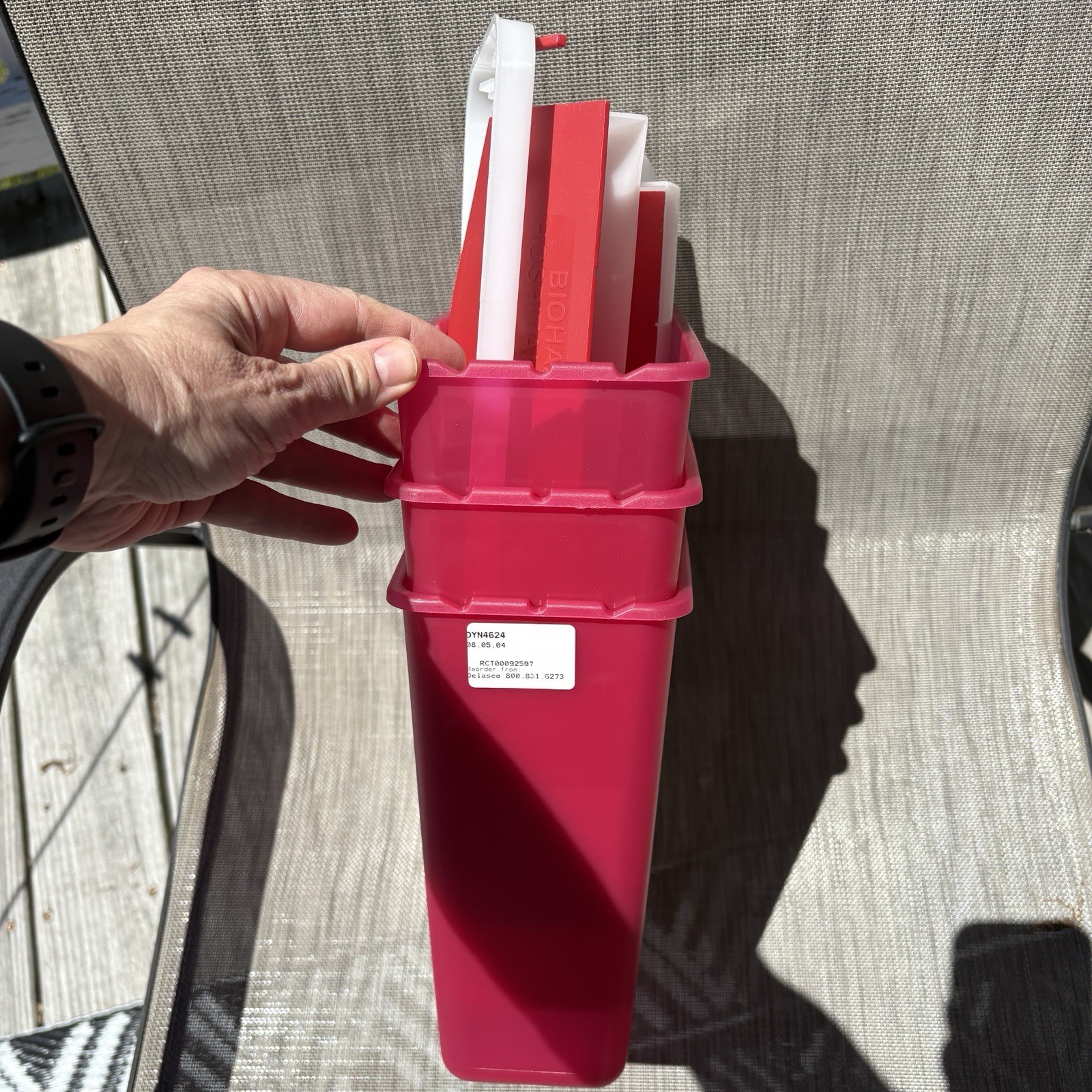 Lot (3) Dynarex 5 Qt. Sharps Containers Free Ship 4624 Delasco Red Lever Top