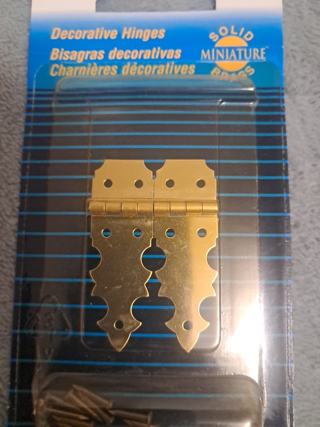 7 Pk of 2 Brass Miniature Decorative Hinge 5/8 In. x 1-7/8 In. National N211-433