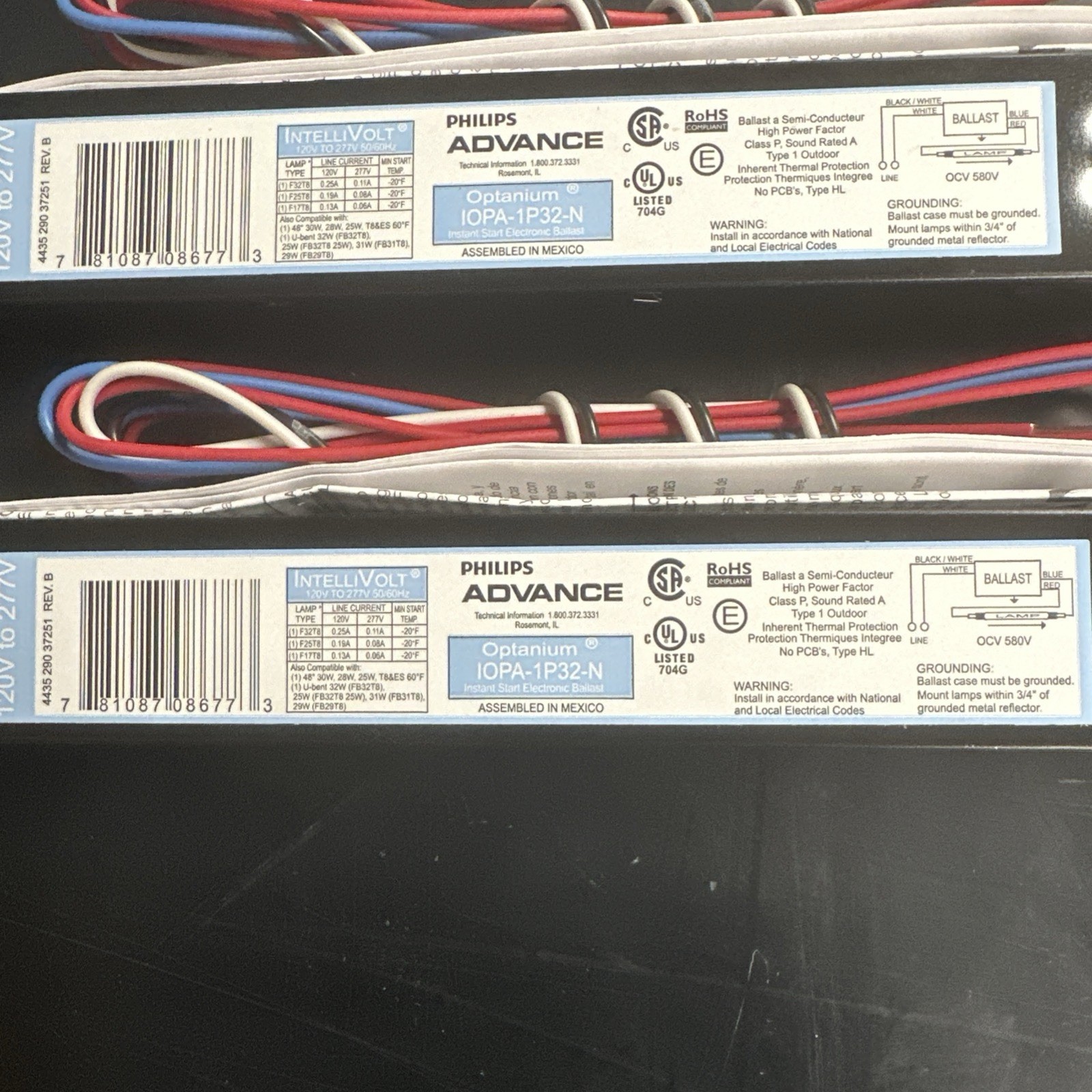 (2) Advance IOPA-1P32-N Philips Advance 32 Watts, 1 Lamps, Electronic Ballast