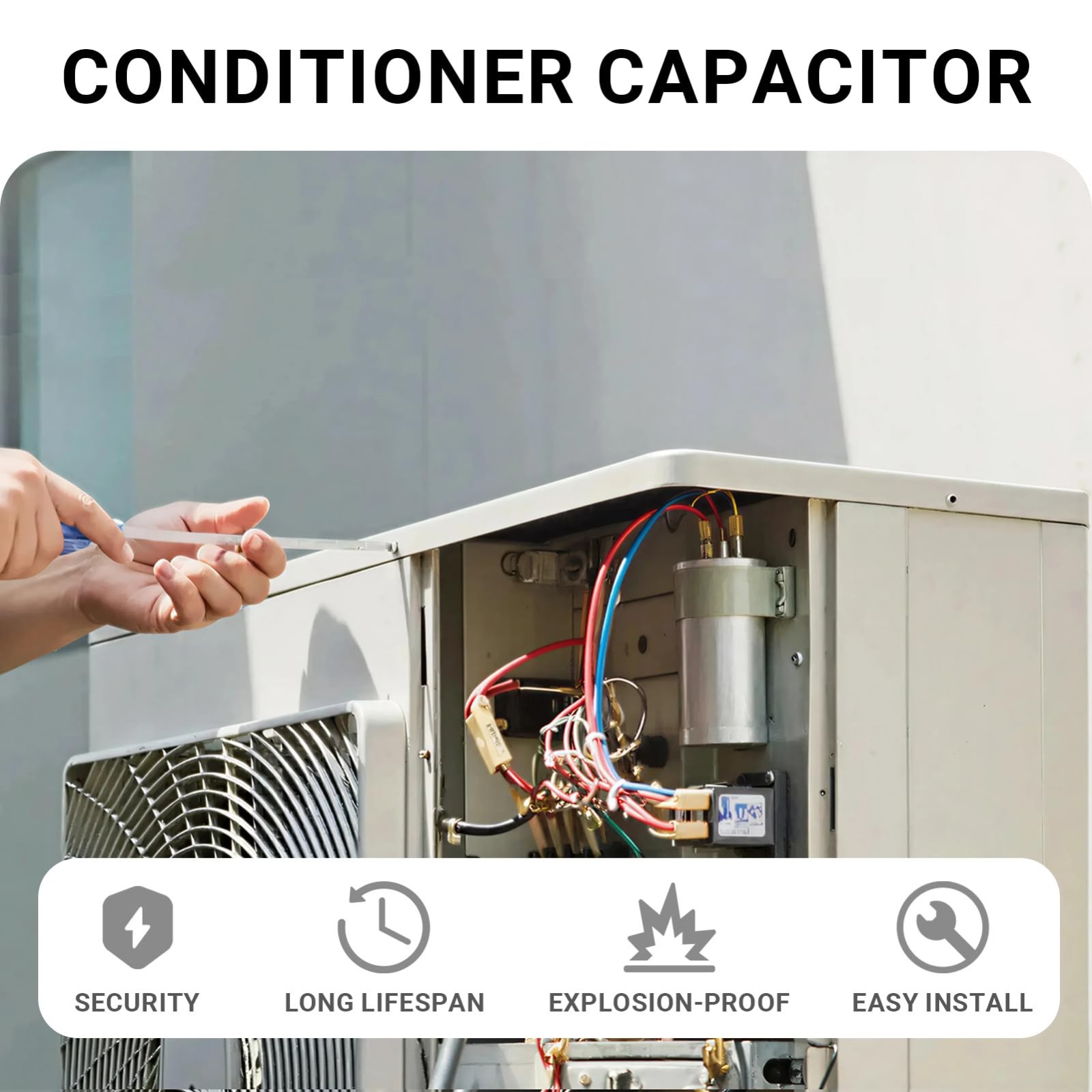 45/5uF Dual Run AC Capacitor 370V/440V Round CBB65B for Air Conditioner – ±6%