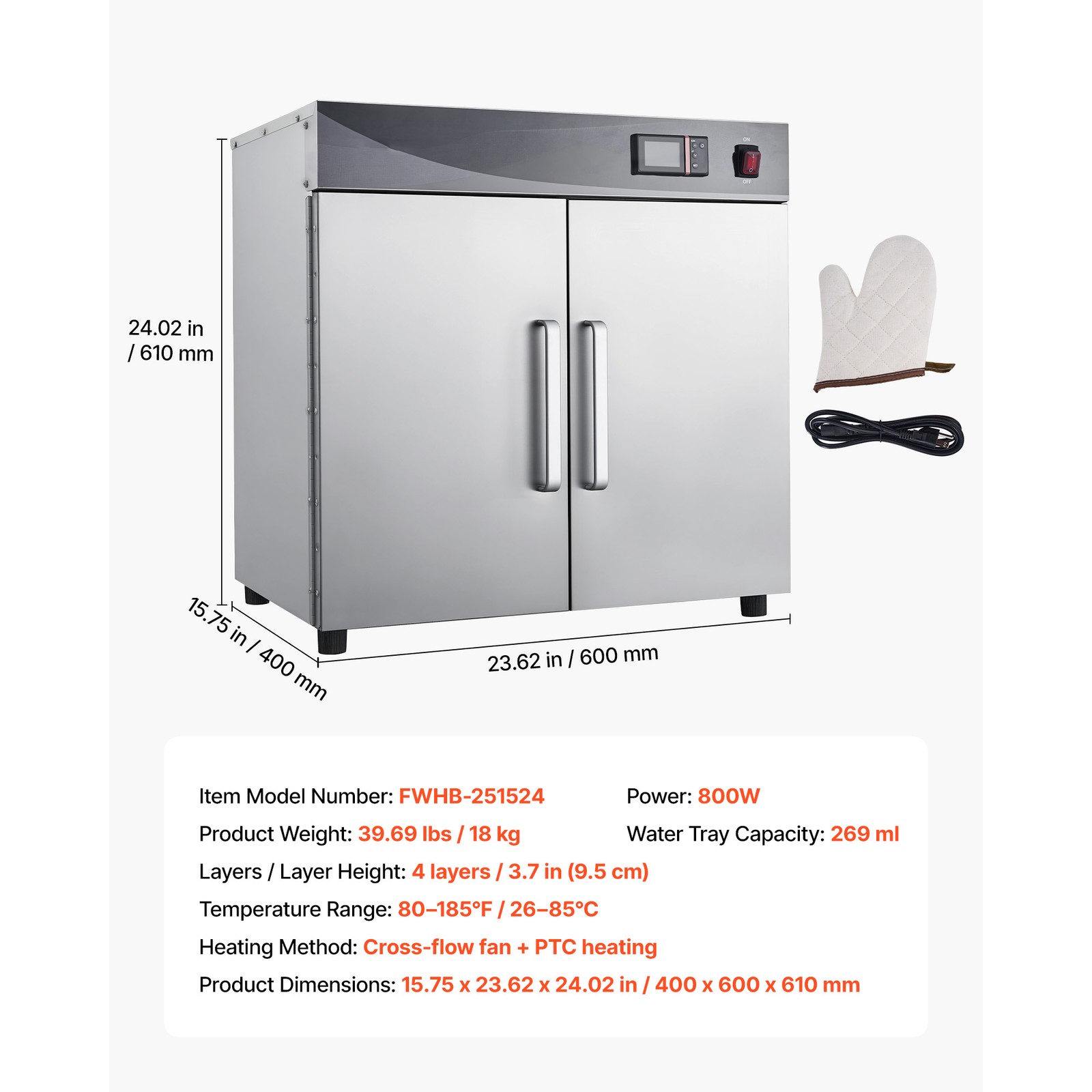 Uimoso 4 Tiers Hot Box Food Warmer Electric Food Warmer Cabinet and Dual Doors