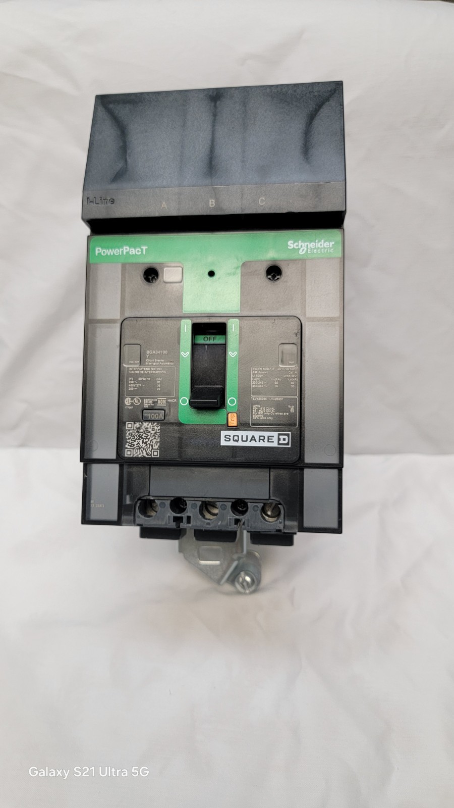 Square D Schneider 100A I-Line Circuit Breaker 3P 35kA 480AC/277DC BGA34100Y