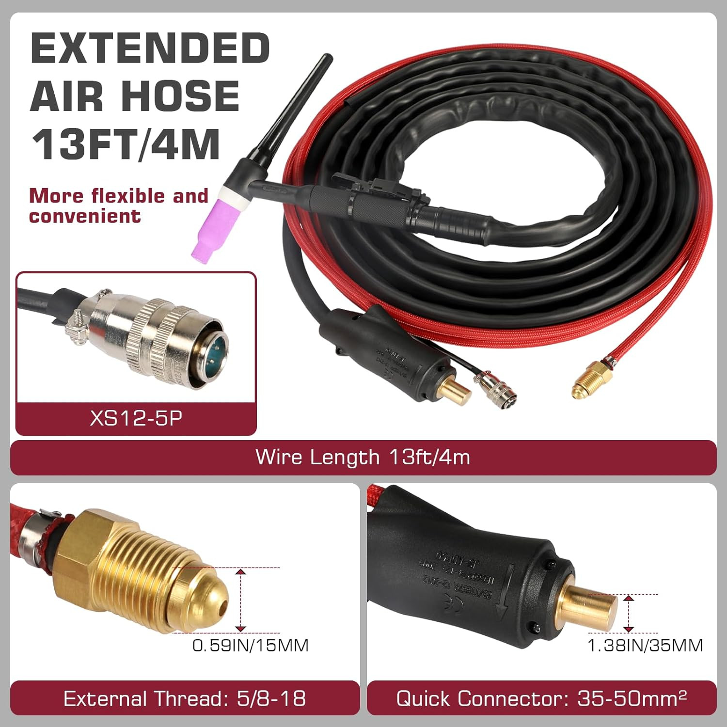 ARCCAPTAIN TIG Welding Torch WP-17 Air Cooled Argon TIG Gun 13FT 150A for TIG200
