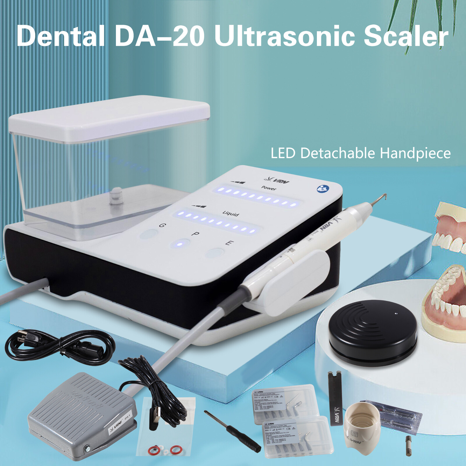 LED Dental Ultrasonic Piezo Scaler Handpiece Bottle Fit EMS Woodpecker + 10*Tips