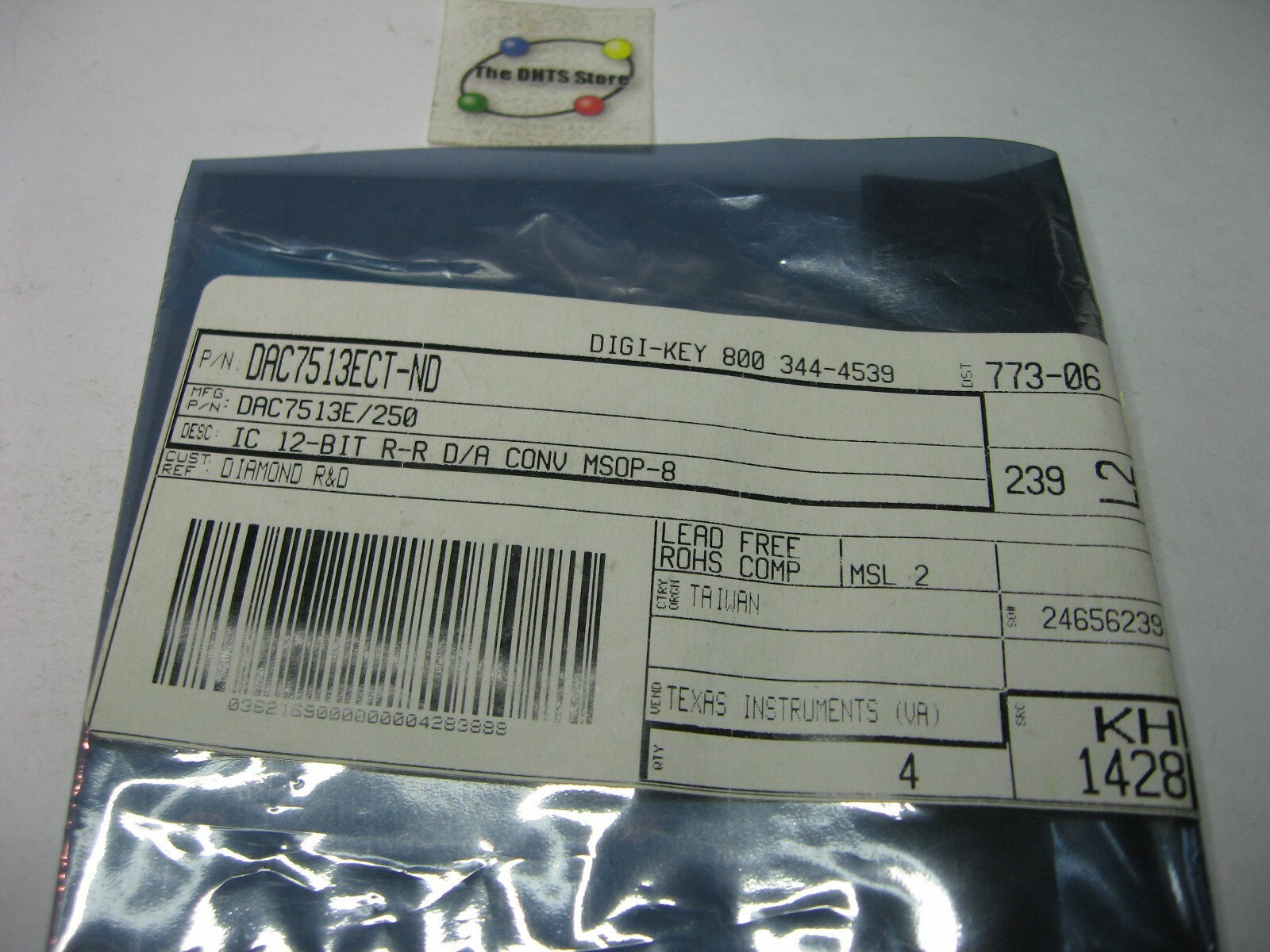 DAC7513E/250 Texas Instruments DAC D/A Converter 12-Bit – NOS Qty 4