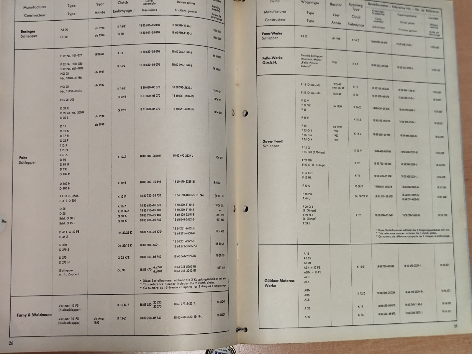 Fichtel & Sachs Hermann Schmidt catalogue FL 56 for example truck and bus commercial vehicle MK9