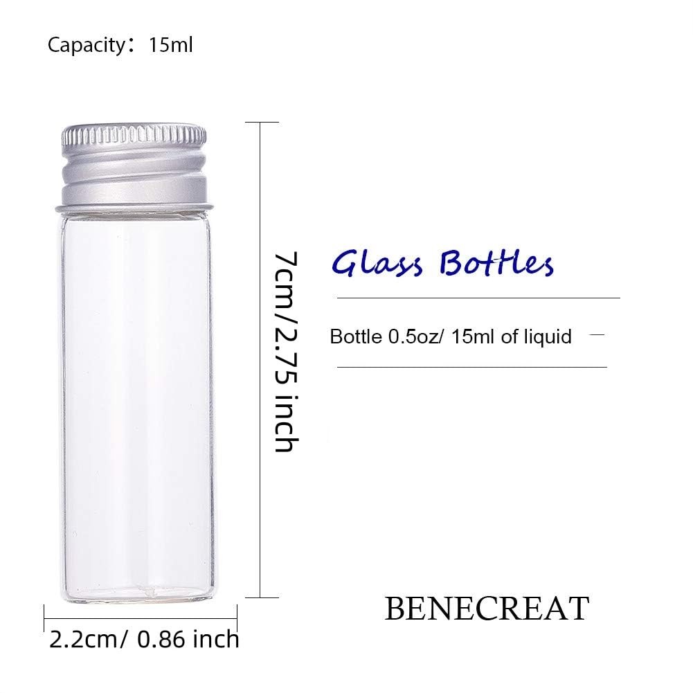20 PCS 15ml Clear Glass Bottles Candy Bottle with Aluminium Screw Cap…