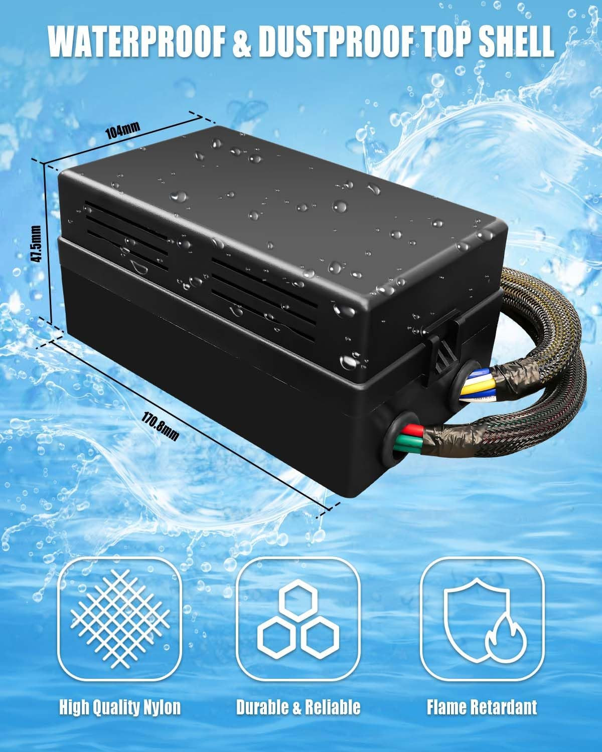 Pre-Wired Fuse Relay Box Waterproof, 8 5-Pin JD1914 Relay Slots and 12 ATC ATO F