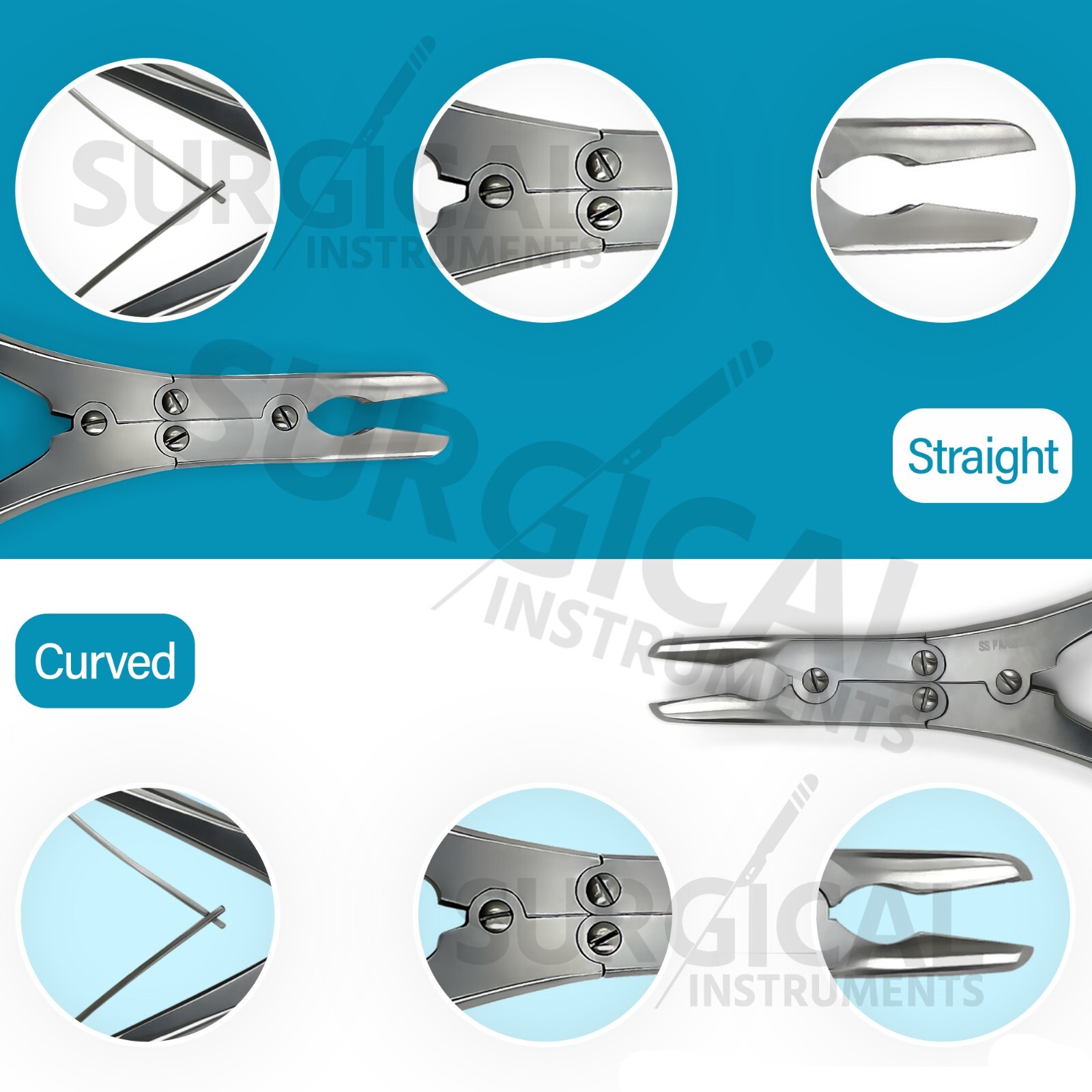 Set of 2 Pcs Ruskin Bone Rongeur 7.50″ Straight & Curved 5mm Bite Double Action
