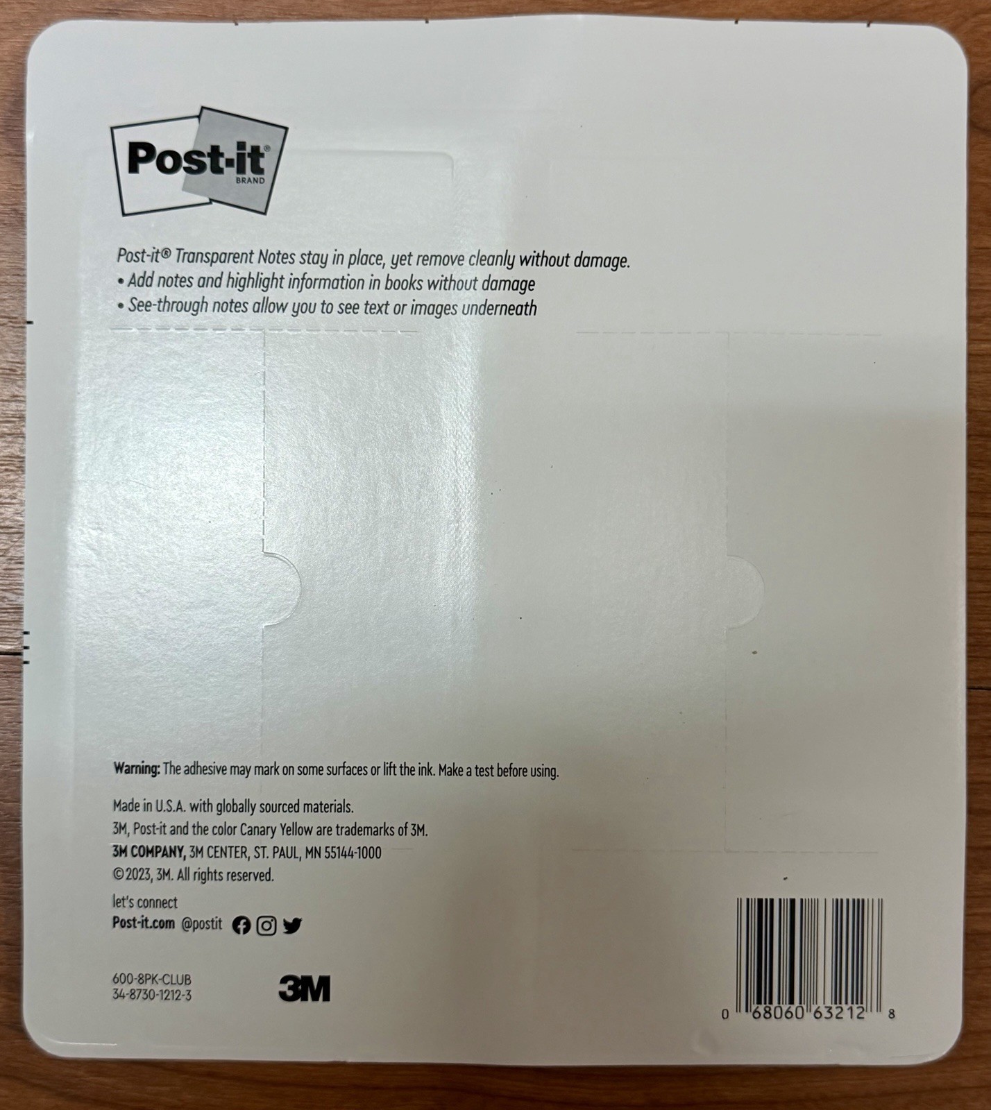3M Post-it Transparent Notes Clear Sticky Notes 8 Packs Multi-Pack 288 Sheets