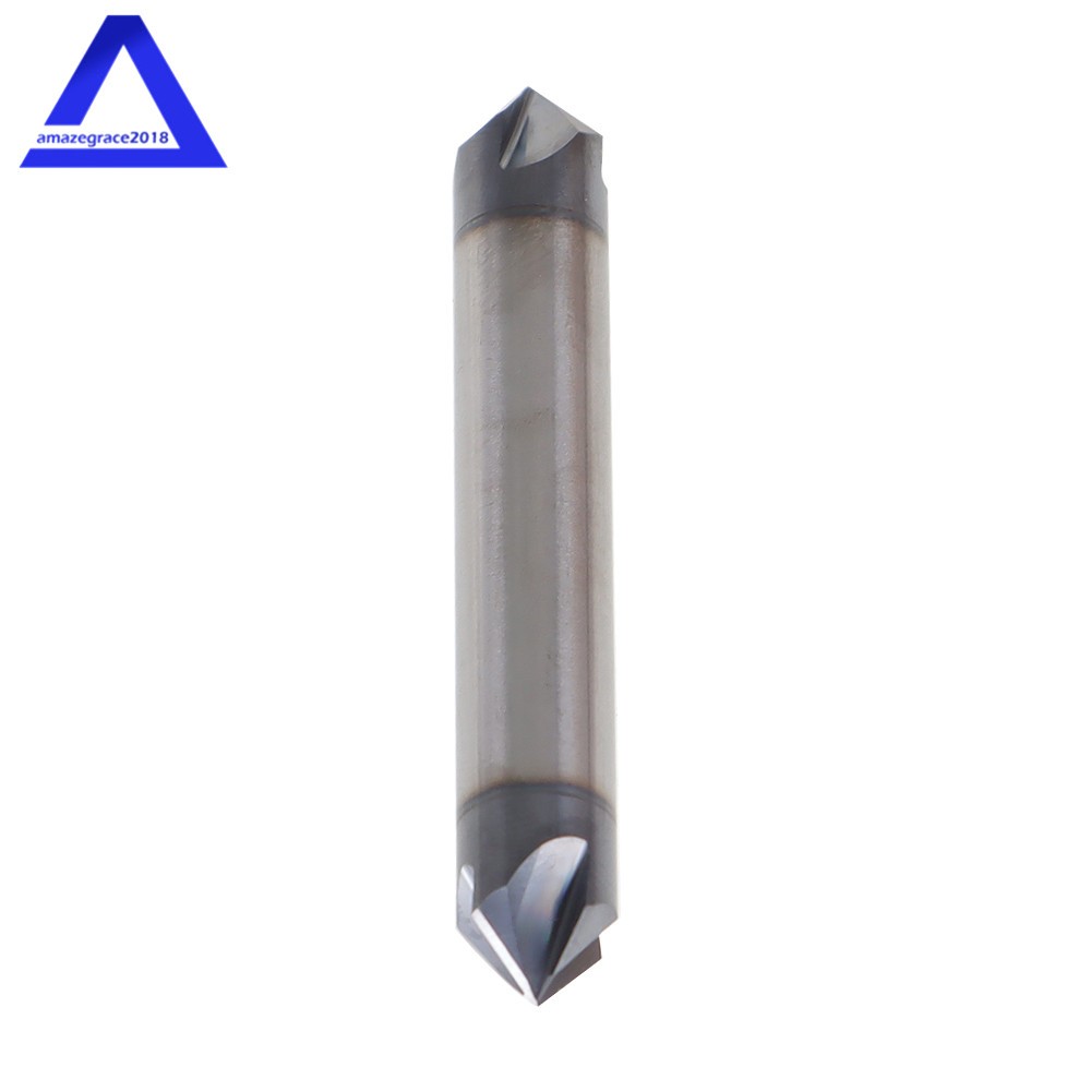 2Pcs 3/8″ 4 Flute 90 Degree Double End Carbide Chamfer Mill 2.5″ Overall Length