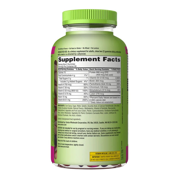 Kirkland Signature Adult Multivitamin Gummies 320 Count Costco Formula