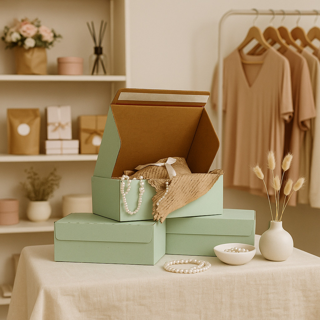 25 Green Shipping Boxes 10x8x4 | Self Seal Mailers – Matte Kraft Inside
