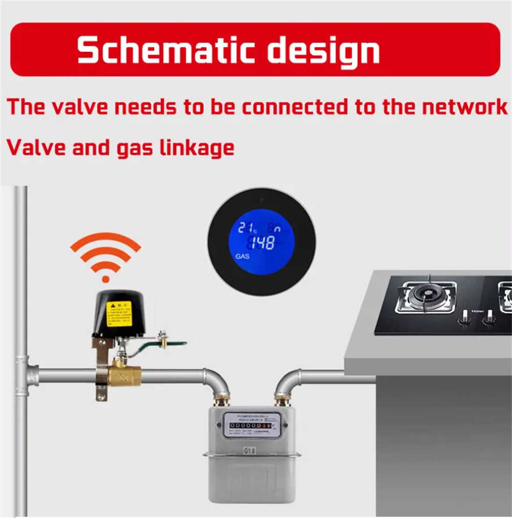 WiFi Smart Natural Gas Leakage Detector Alarm Monitor Digital LCD Gas Sensor
