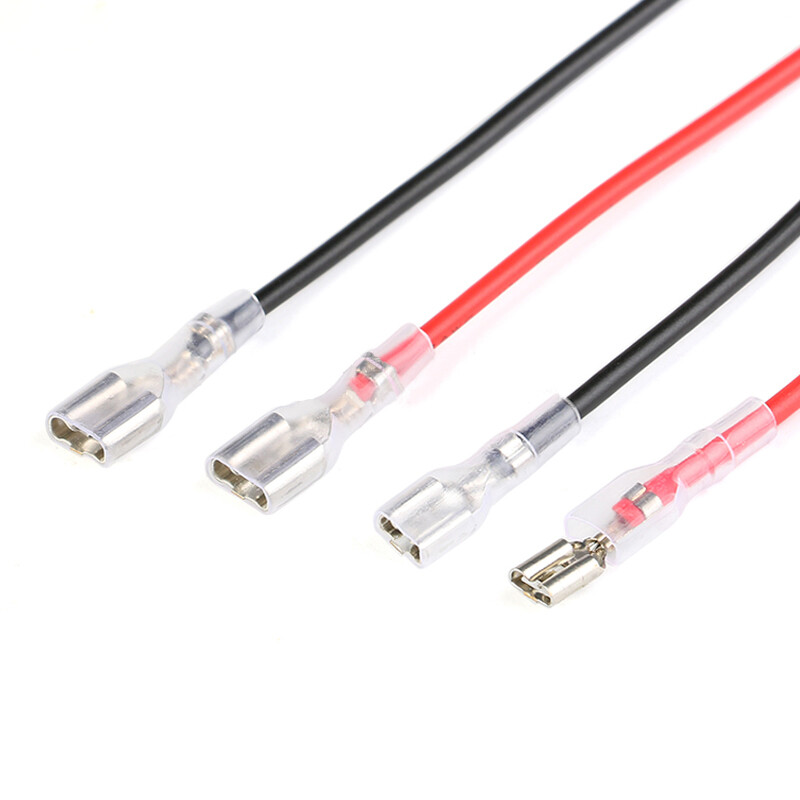 4.8mm 6.3mm Terminals Wiring Connectors Black Red 10 or 20cm Single Head + Cover
