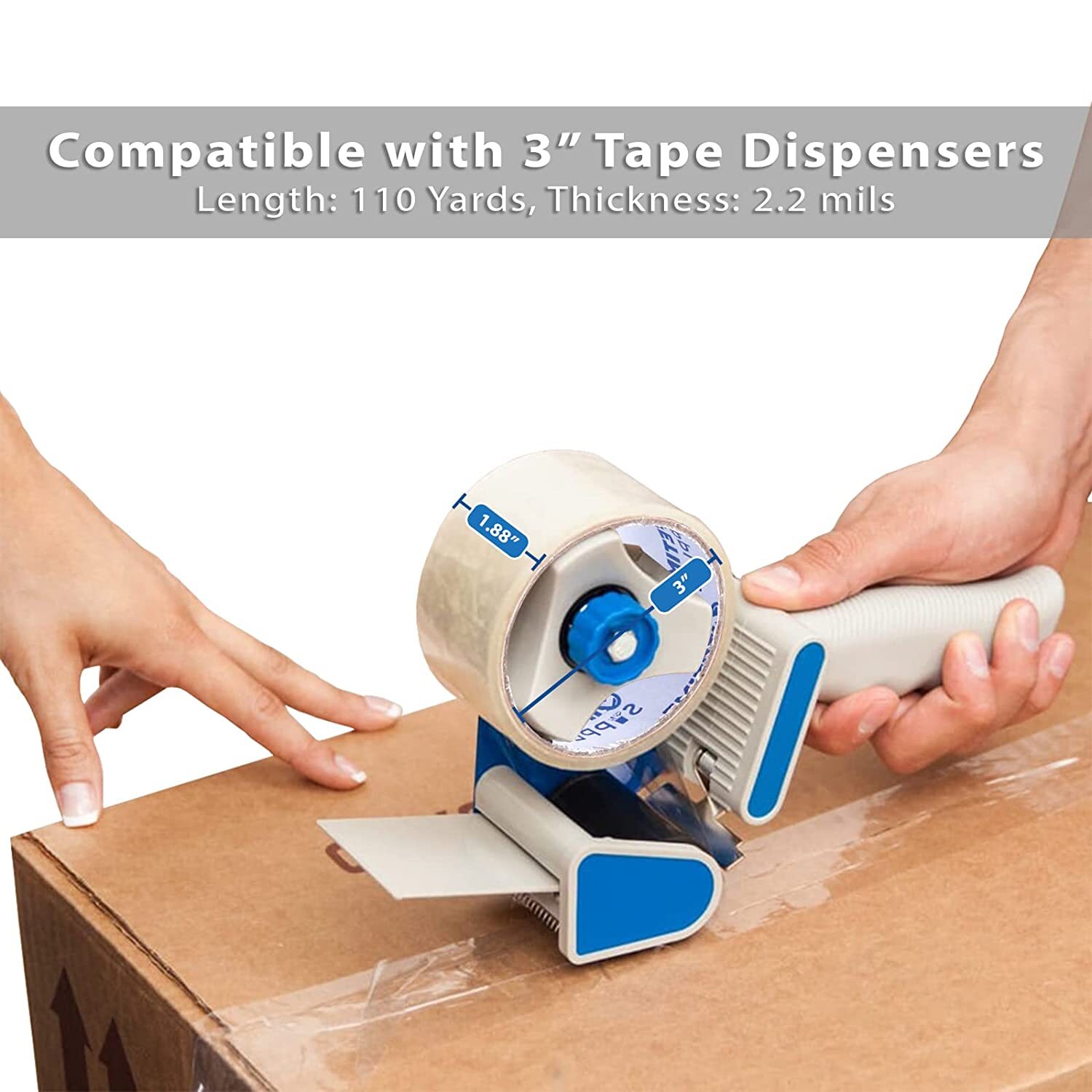 6/36 Rolls of Heavy-Duty Carton Sealing Packing Tape – 2″ x 110 Yards, 2.4 mil