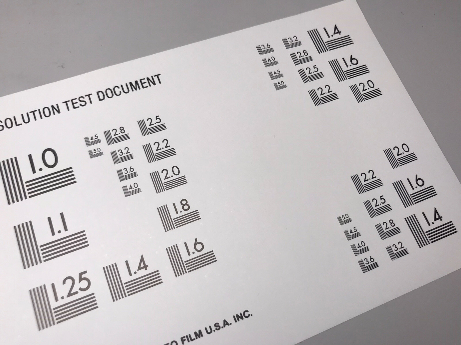 Fuji Photo Film Resolution Test Chart for Cameras, Lenses or Optics, 7.4”x3.4”