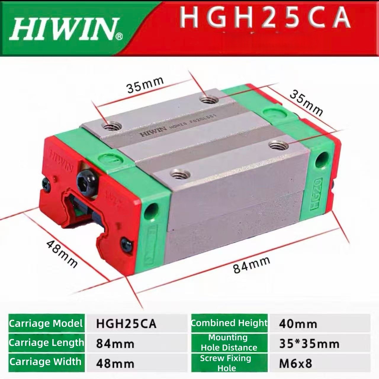 HIWIN HGH15CA/20CA/25CA/30CASlider For Linear Guideway HGH