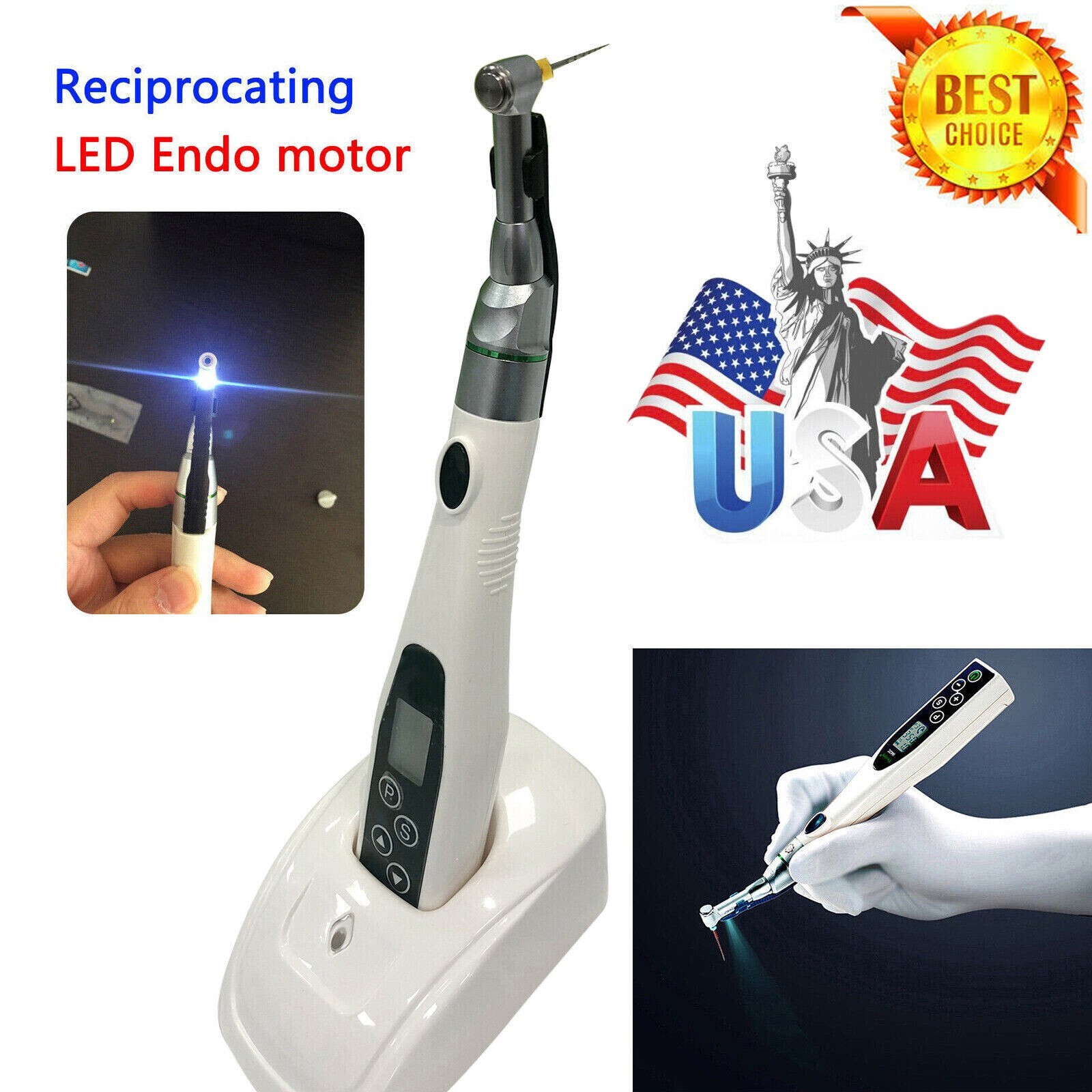 Dental Wireless Cordless LED Endo Motor 16:1 Handpiece Root Canal Treatment