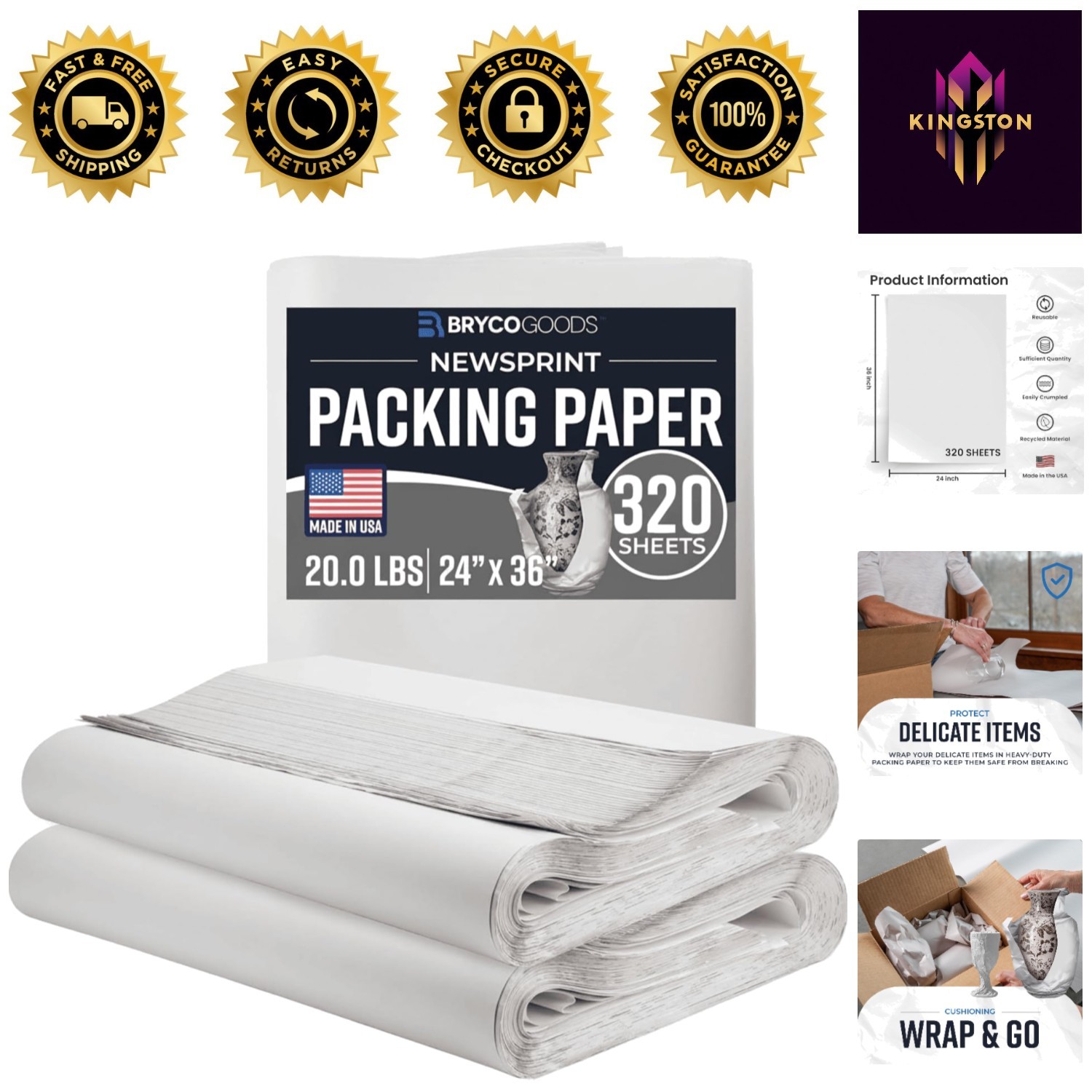320 Sheets of 24″ x 36″ Newsprint Packing Paper – Ultimate Moving Protection