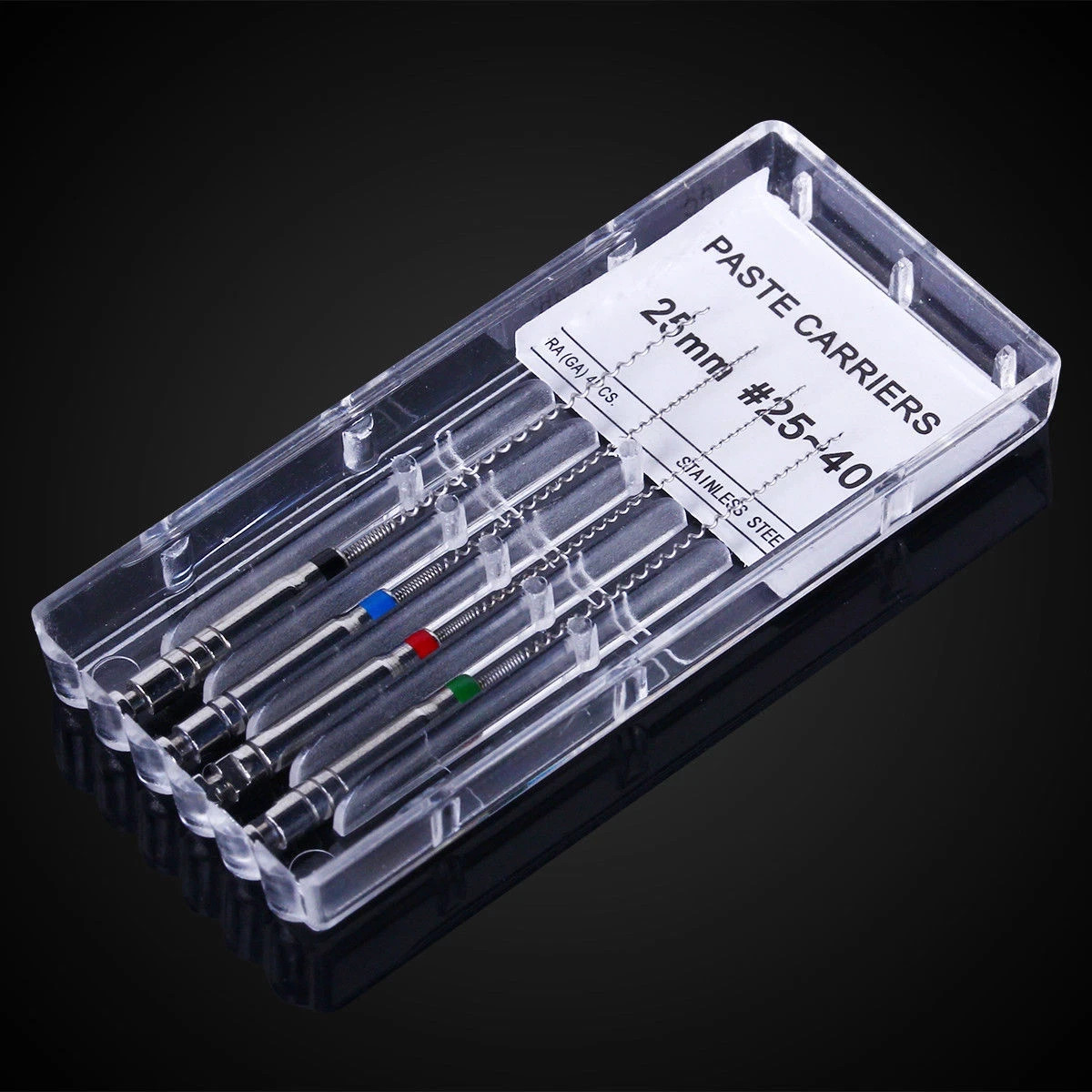 4Pcs/Box Dental Paste Carrier Spiral Fillers Engine Use Stainless Steel 25#-40#