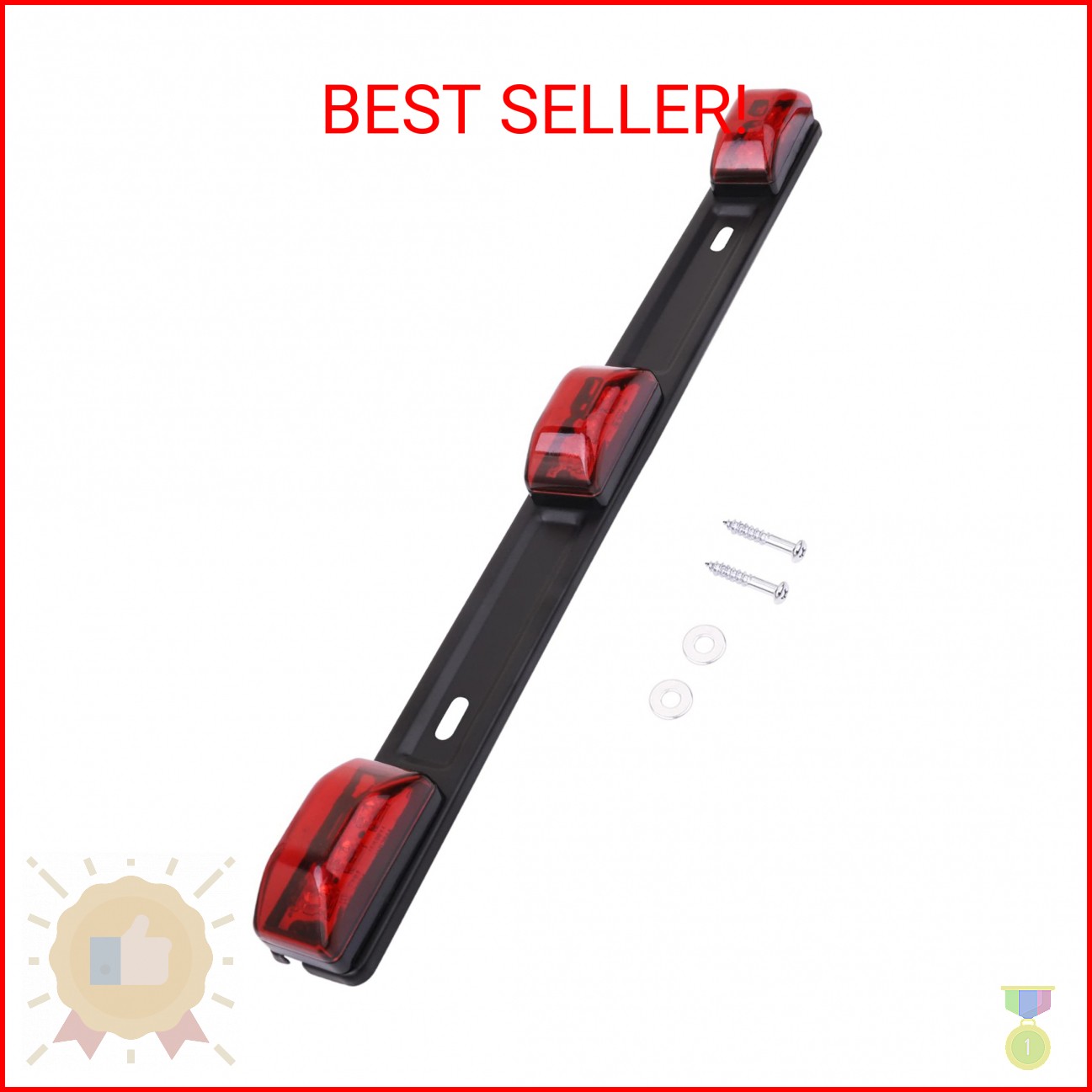 HHCSOP Red LED Marker Bar 3 Lights 9 LED Trailer Clearance ID Bar for Truck Trai