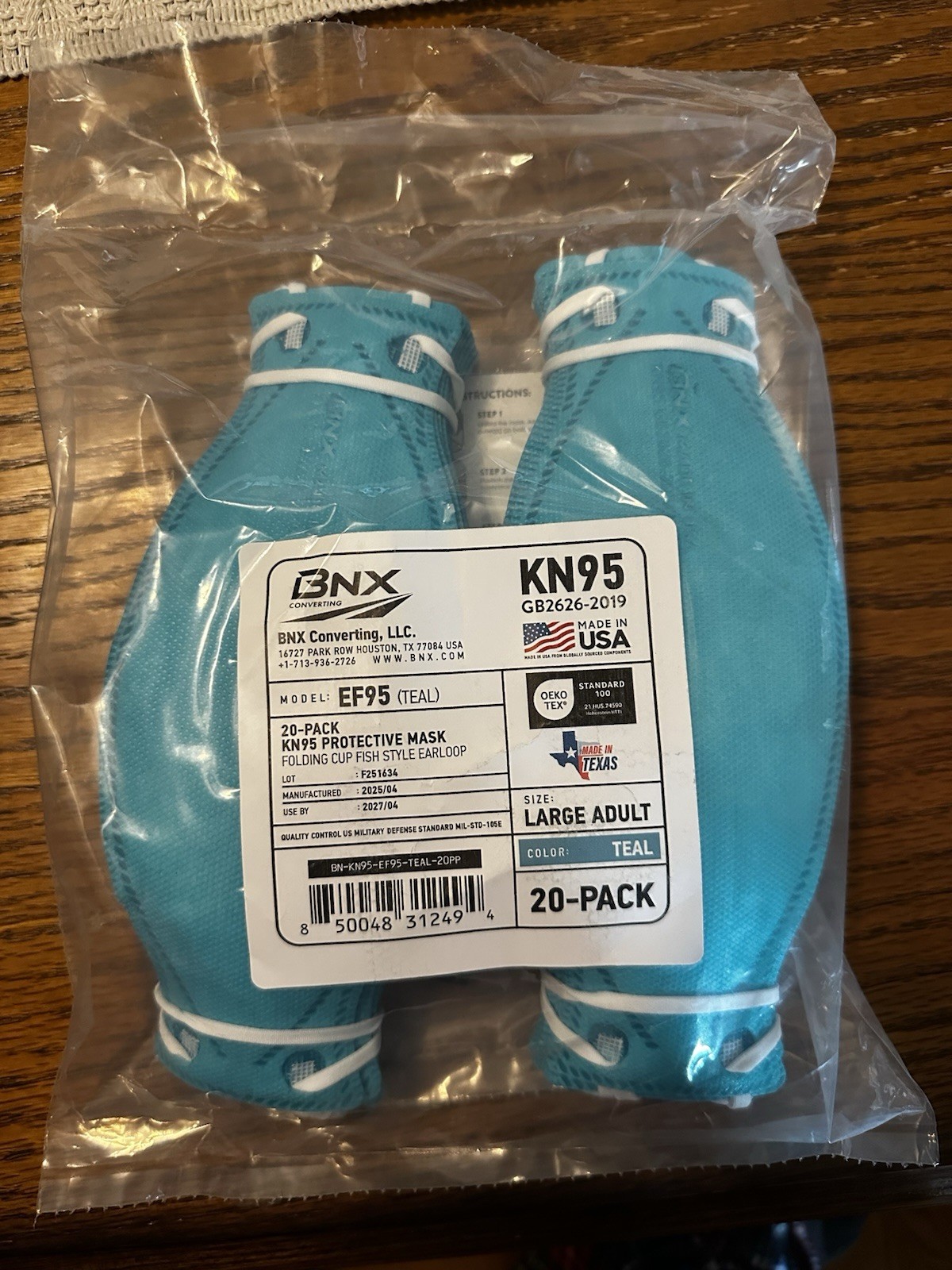 BNX Converting EF95 KN95 Masks Use By 04-2027