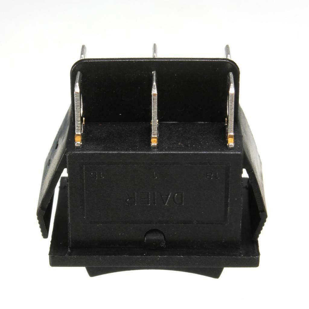 Latching Rocker Switch DPDT 6-Pin 16A 250VAC/20A 125VAC Up/Down On-Off-On Black