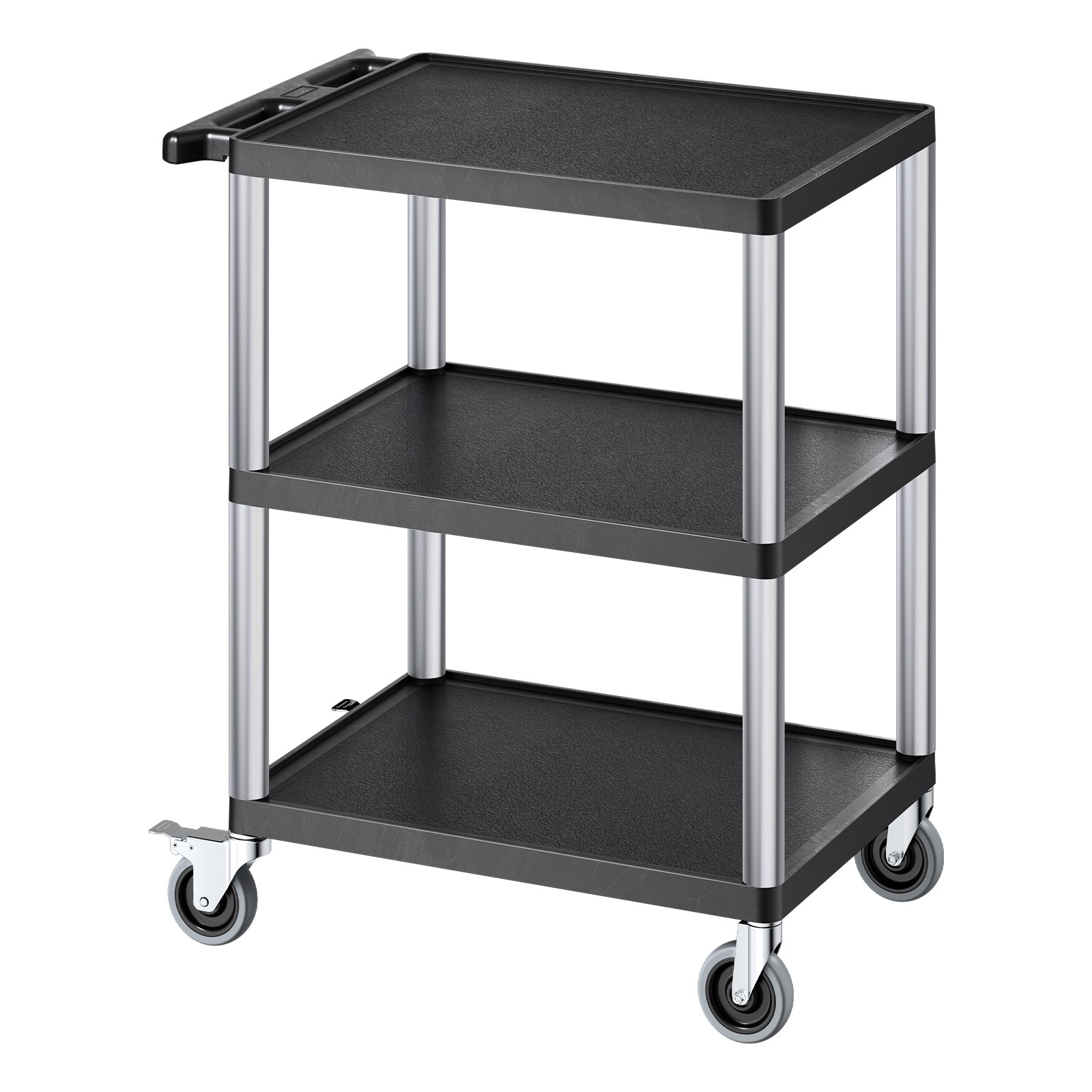 Uimoso 3-Tier Rolling Utility Cart, 300 lbs Capacity,27.6 x 18.1 in Service Cart