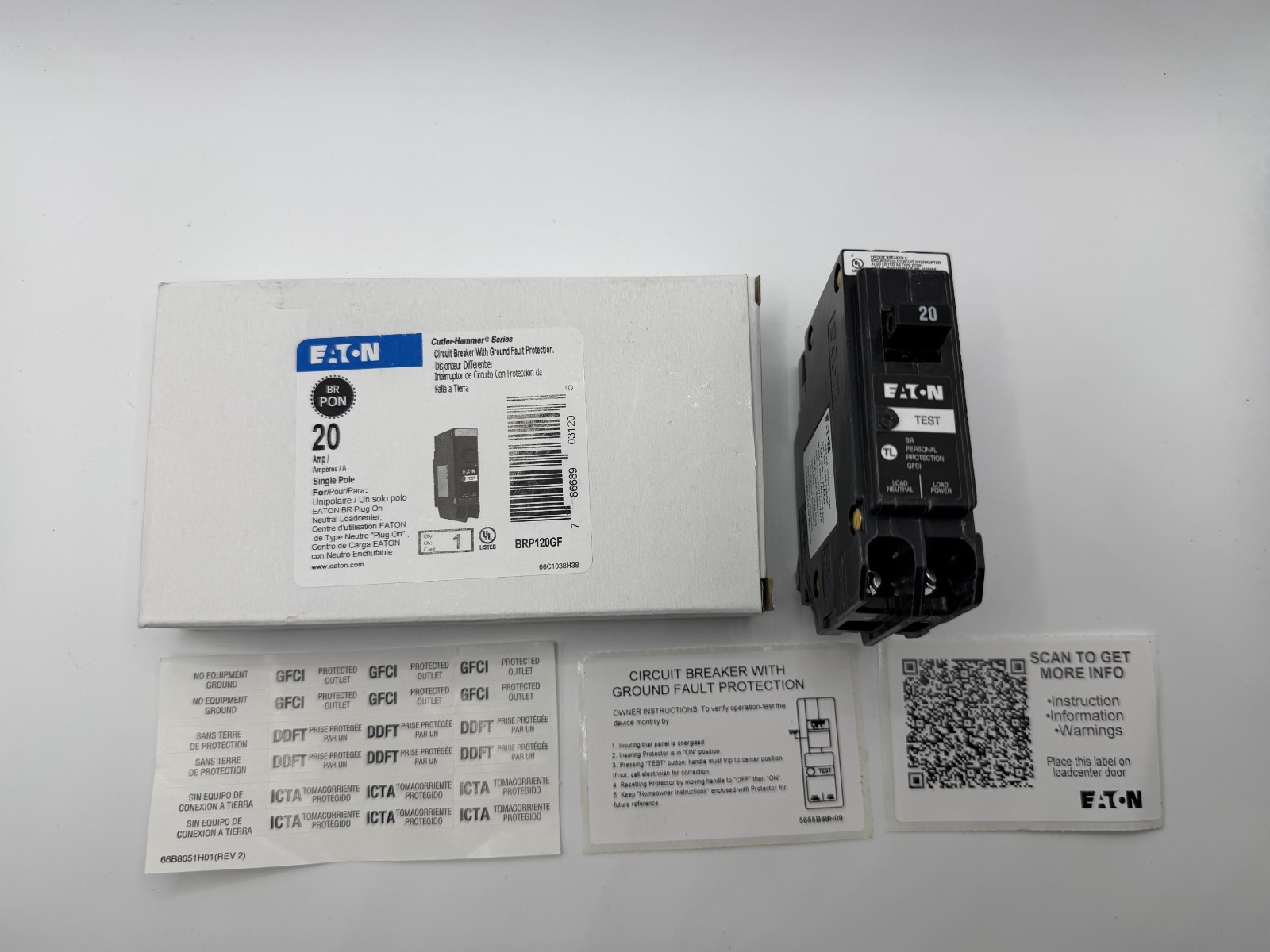 Eaton BRP120GF 20A 120V 1P GFCI Plug-in Circuit Breaker – wrnty