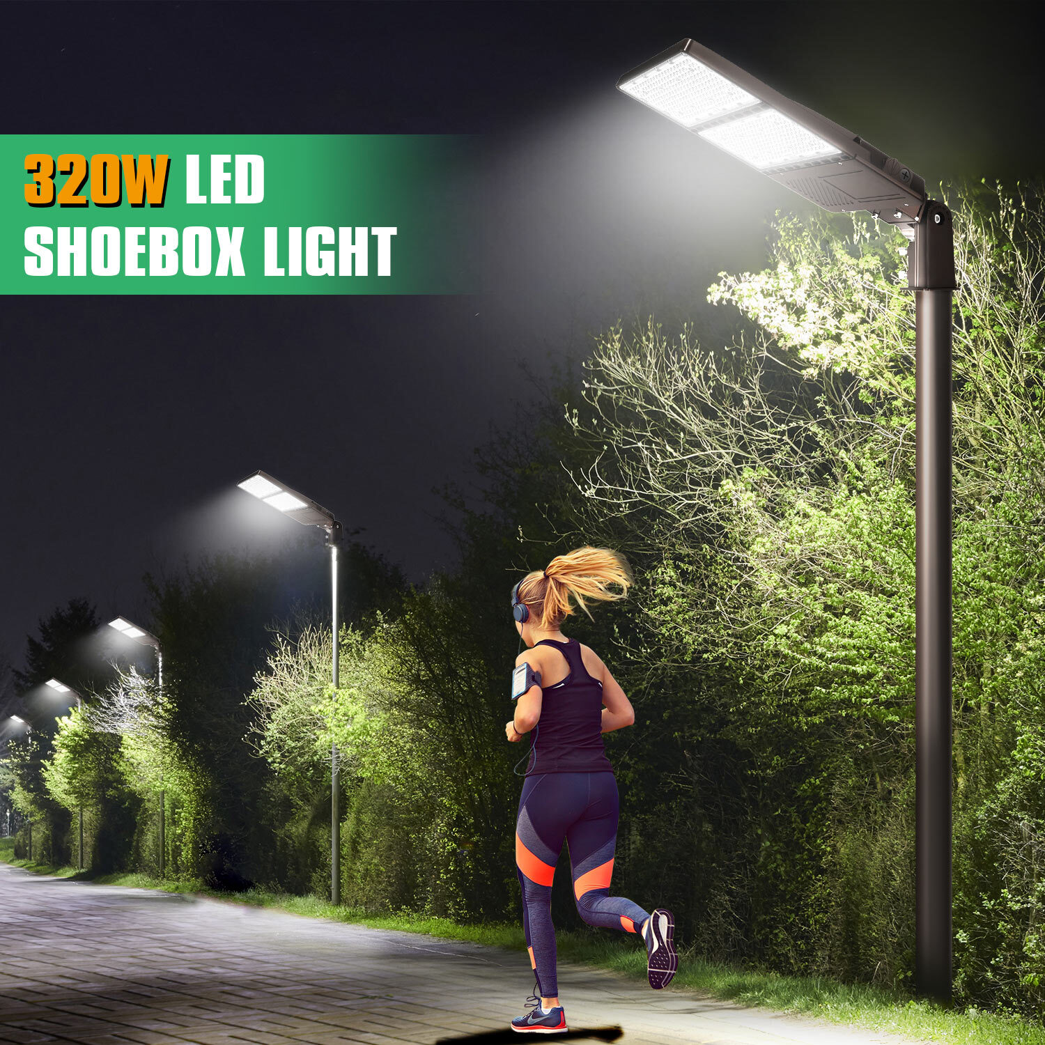 320W LED Shoebox Street Light Outdoor Parking Lot Area Pole Light with Photocell